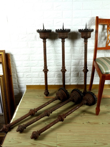Fackel Holz geschnitzt antik