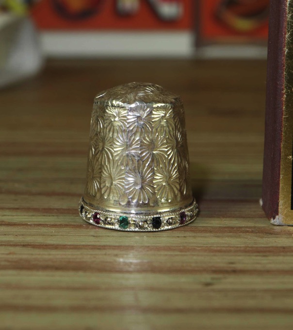 Fingerhut Edelstein Bordüre Sterling Silber