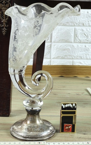 Füllhorn Glas Sterling Silber antik Tafelaufsatz England