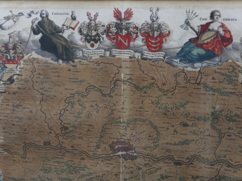 Kupferstich antik Landkarte Frankfurt am Main Territorii Francofurtensis Blaeu