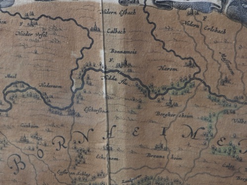 Kupferstich antik Landkarte Frankfurt am Main Territorii Francofurtensis Blaeu