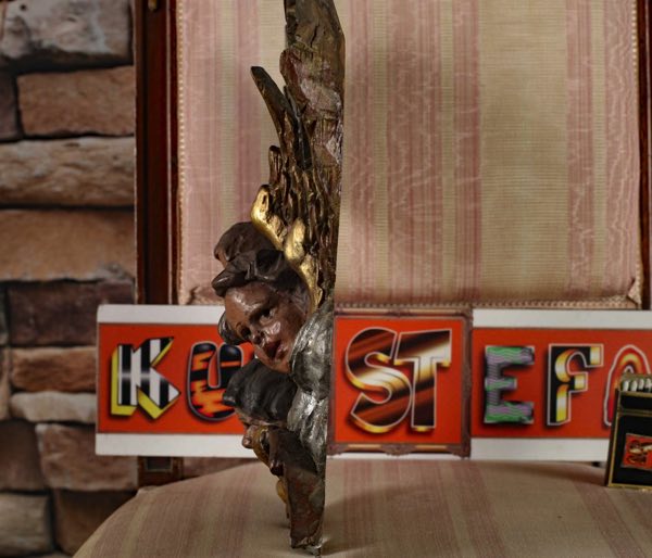 Putti zehn Gebote Holzskulptur antik