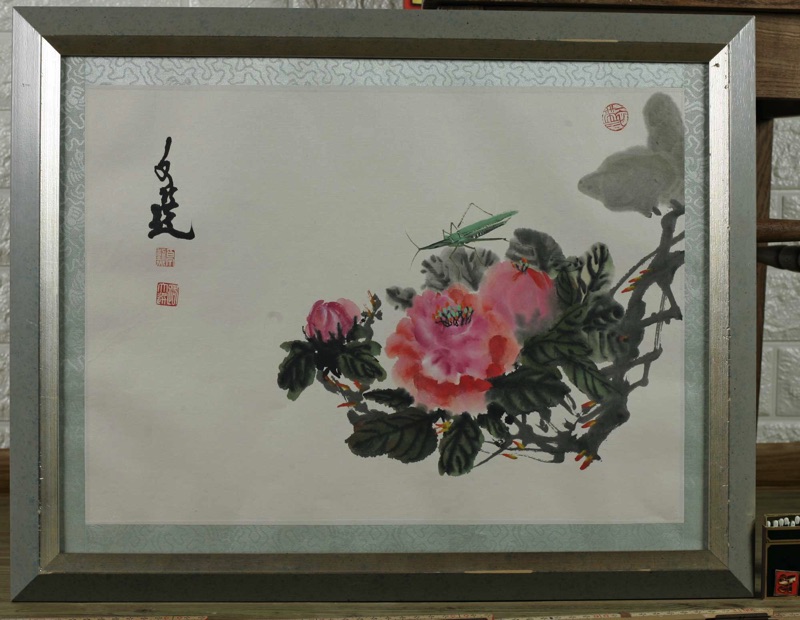 Asiatika Aquarell China Grille Blüte