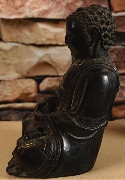 Asiatika Buddha Bronze Lotussitz antik
