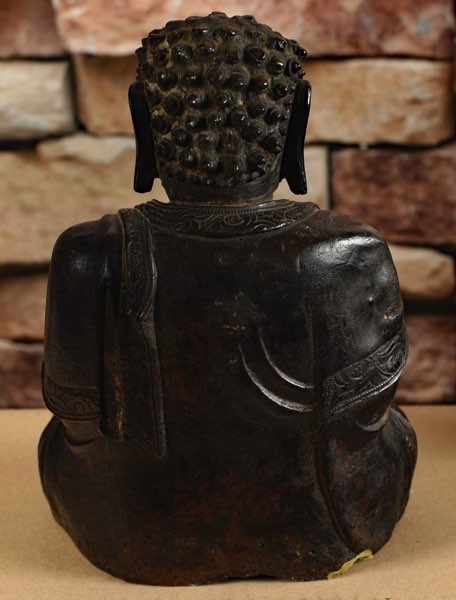 Asiatika Buddha Bronze Lotussitz antik