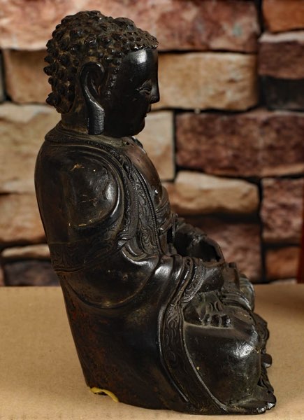 Asiatika Buddha Bronze Lotussitz antik