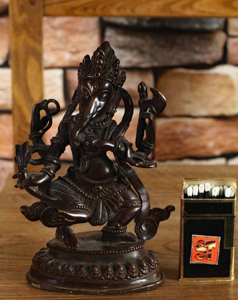 Ganesha Bronze Buddha Skulptur Asiatika Figur Elefant älter Nepal Tibet 16cm