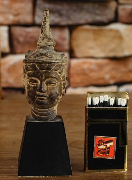 Asiatika Buddha Kopf Bronze antik 2