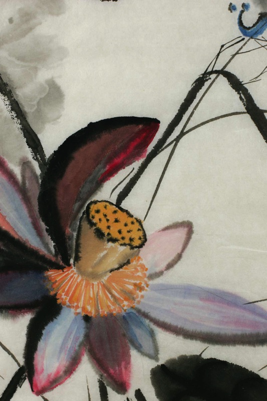 Asiatika China Tuschpinsel Malerei Libelle Blumen