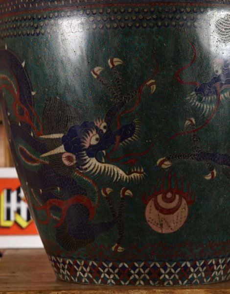 Asiatika Cloisonne Vase antik Drachen China