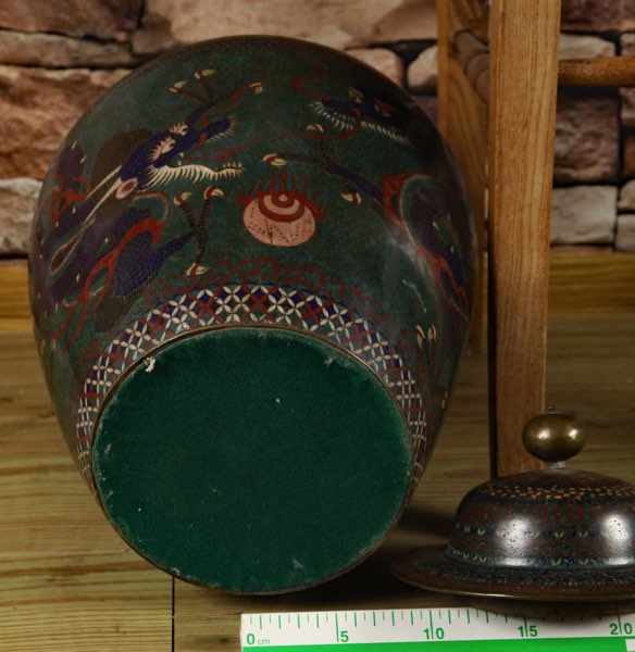 Asiatika Cloisonne Vase antik Drachen China