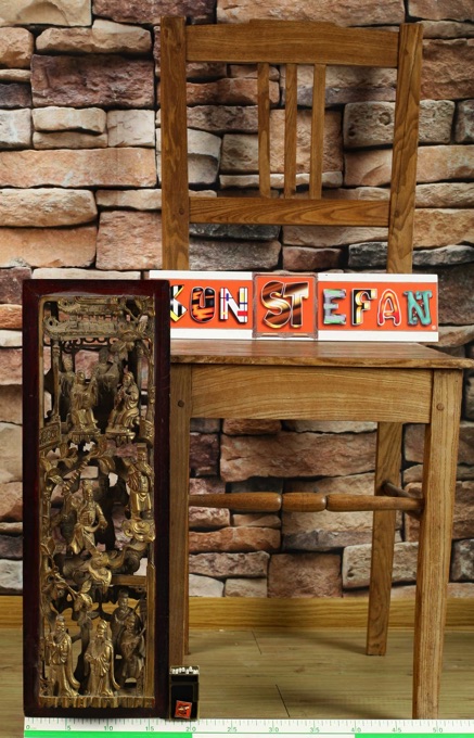 Asiatika Holz Schnitzerei Pagode Personen