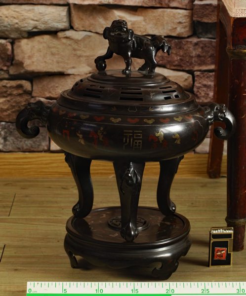 Asiatika Koro 3 teilig antik signiert