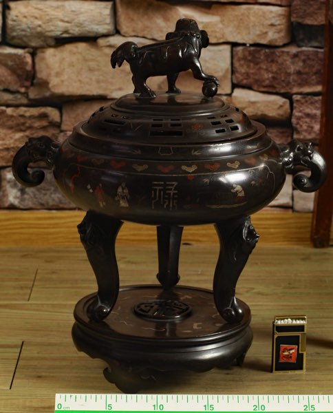 Asiatika Koro 3 teilig antik signiert