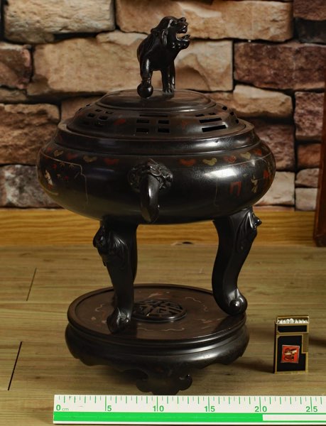 Asiatika Koro 3 teilig antik signiert
