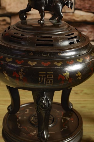 Asiatika Koro 3 teilig antik signiert