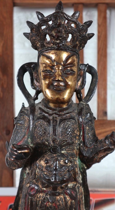Bronze Figur Asiatika älter Krieger