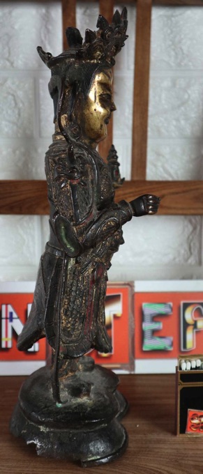 Bronze Figur Asiatika älter Krieger