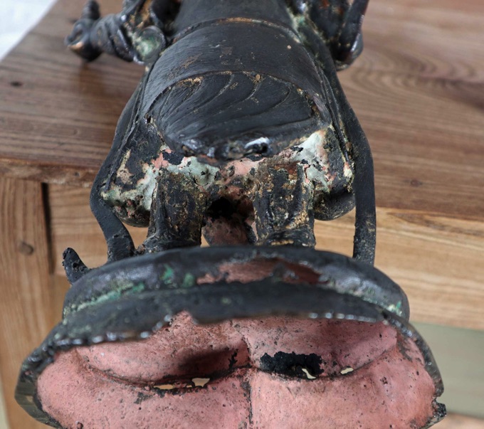 Bronze Figur Asiatika älter Krieger
