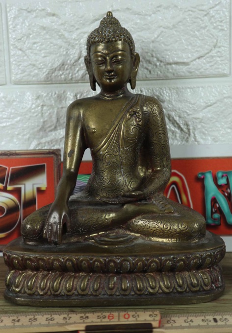 Bronze Tempelfigur sitzend Budda Asiatika