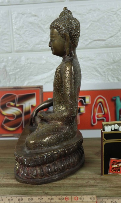 Bronze Tempelfigur sitzend Budda Asiatika