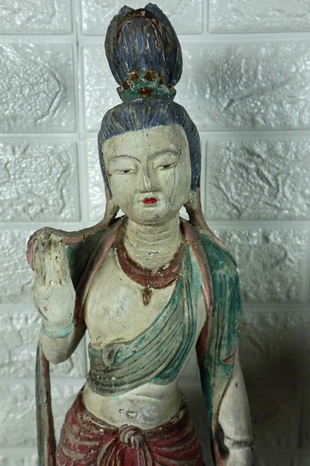 Figur Asiatika antik Frau Tempel Gewand
