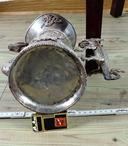 Kanne China antik Drachen versilbert oder Silber