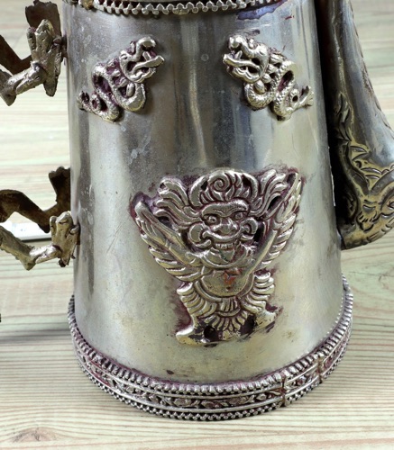 Kanne China antik Drachen versilbert oder Silber