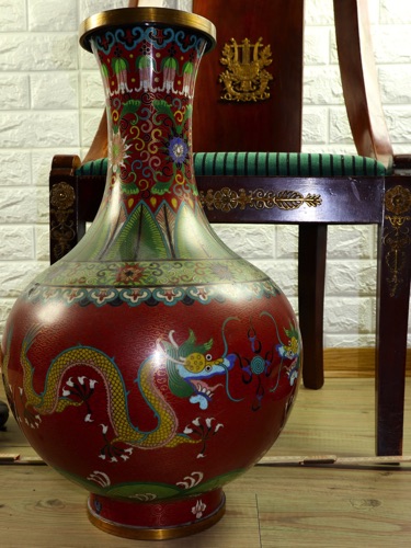 Vase China Cloisonne Drachen 49cm