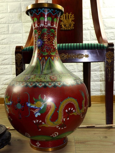 Vase China Cloisonne Drachen 49cm