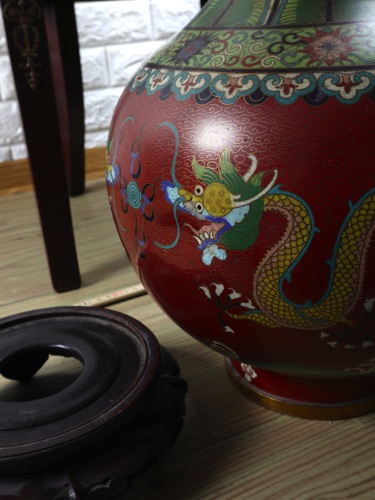 Vase China Cloisonne Drachen 49cm