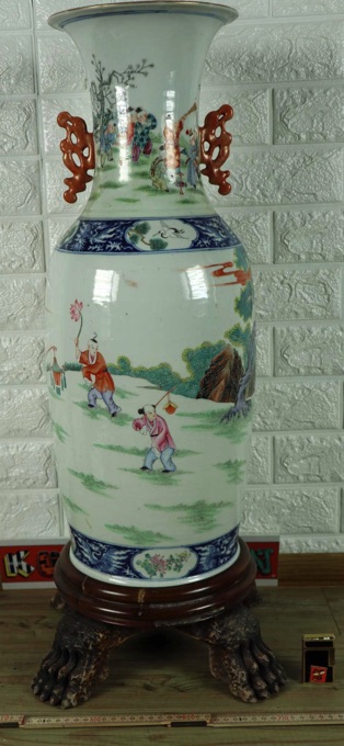 Vase China antik Flugdrachen Personen