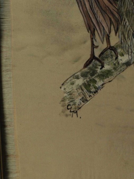 signiert Seidenmalerei Pfau Asiatika