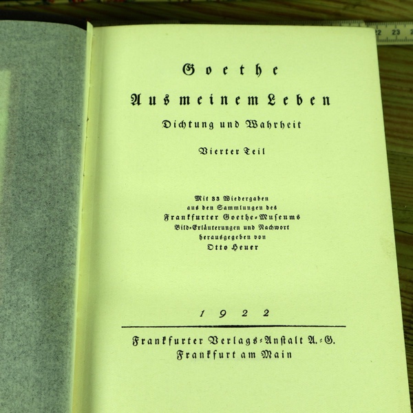 4 Bände Bücher Goethe aus meinem Leben 1921 Frankfurt am Main