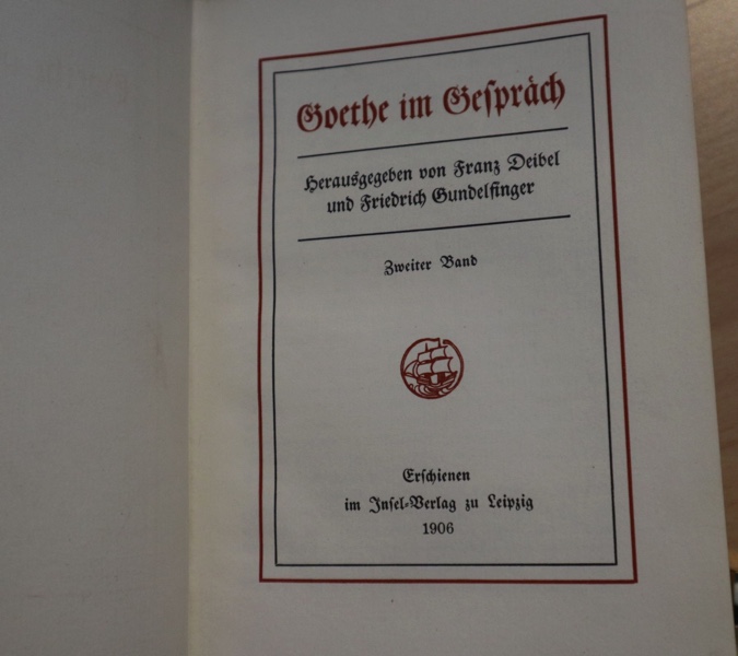 Goethe im Gespräch Insel Verlag 1906 limitiert 200