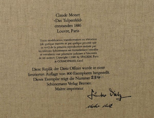 Dietz Gemälde Replik Monet Tulpenfeld