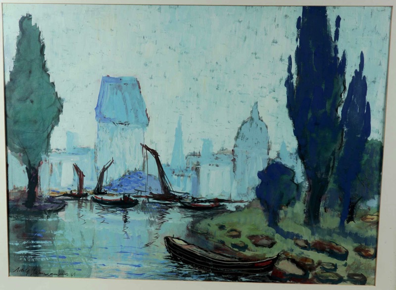 Adolf Kammermeier Gouache Gemälde Rom Venedig 1961