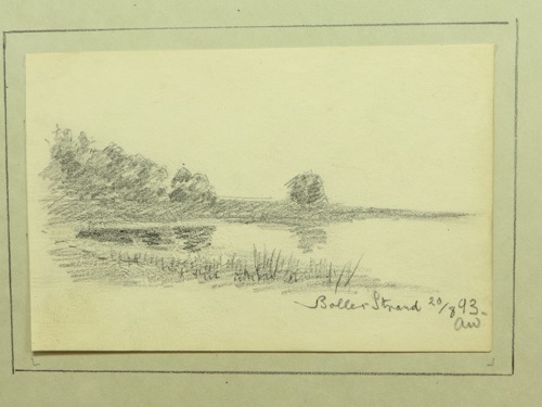 Albert Edward Wang Zeichnung antik 1893 Boller Strand