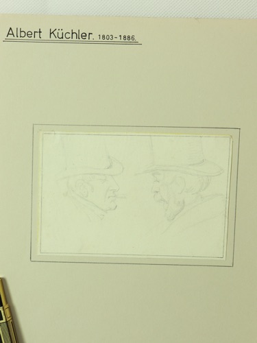 Albert Küchler 3x Zeichnung antik Portrait Landschaft