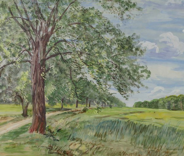 Albert Unseld Gouache antik 1942 Ulm