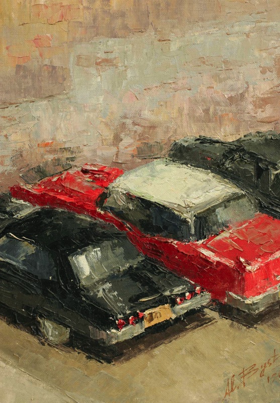 Alexander Bystriakov Ölgemälde West Park Street 1964 Newark NJ USA