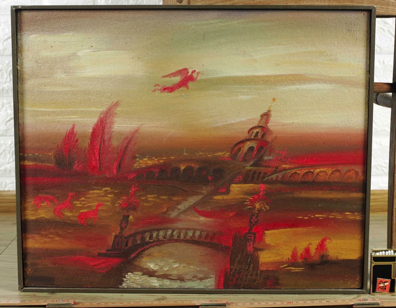 Alexander Osipov älteres Ölgemälde drei rote Pferde 1994