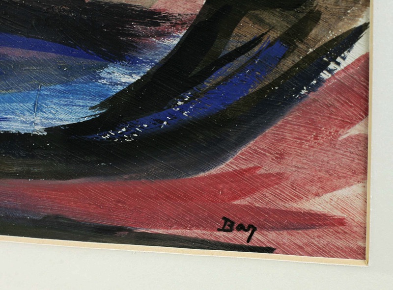 Alf Bayrle älteres Gouache Gemälde roter Mond