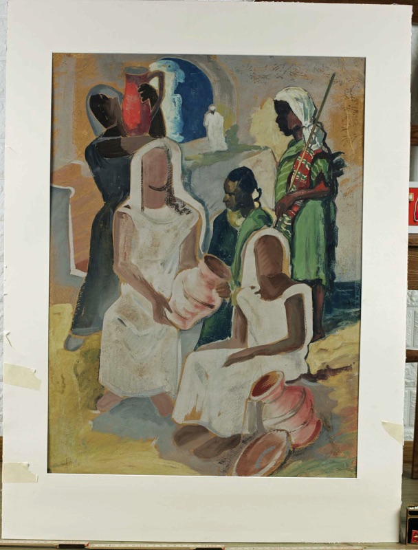 Alfons Letailleur Gouache antik Beduinen Markt