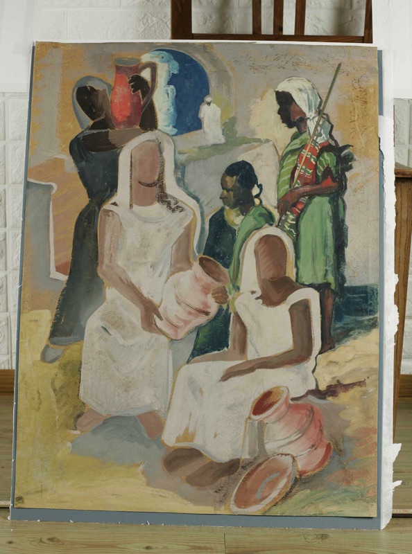 Alfons Letailleur Gouache antik Beduinen Markt