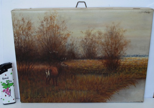 Alfons Maria Speier Ölgemälde Hirsch Jagd Landschaft