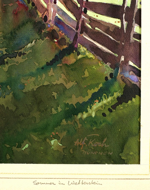 Alfred Koch Aquarell antik Sommer Wetterstein