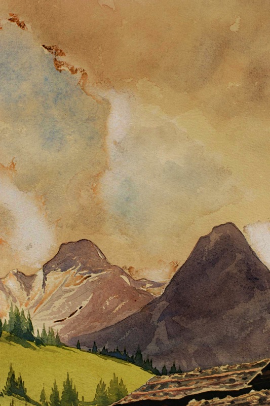 Alfred Koch Aquarell antik Tegernsee Alm