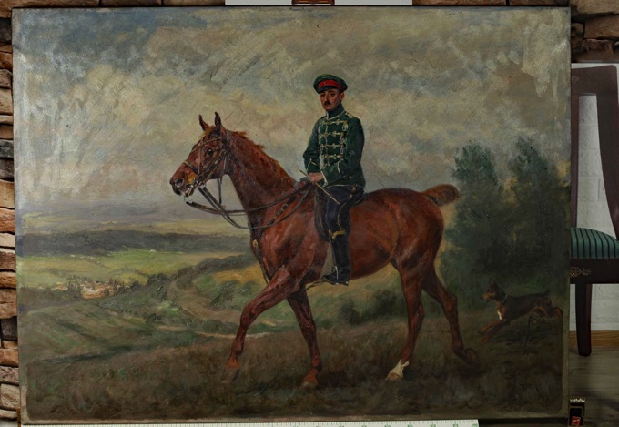 Alfred Stöcke Ölgemälde antik 1917 Reiter Pferd