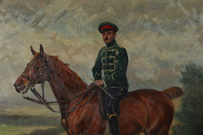 Alfred Stöcke Ölgemälde antik 1917 Reiter Pferd